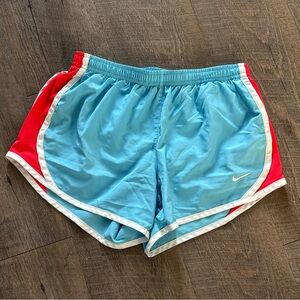 Nike Women's Athletic Shorts in Light Blue and Red